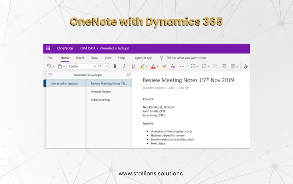 OneNote with Dynamics 365